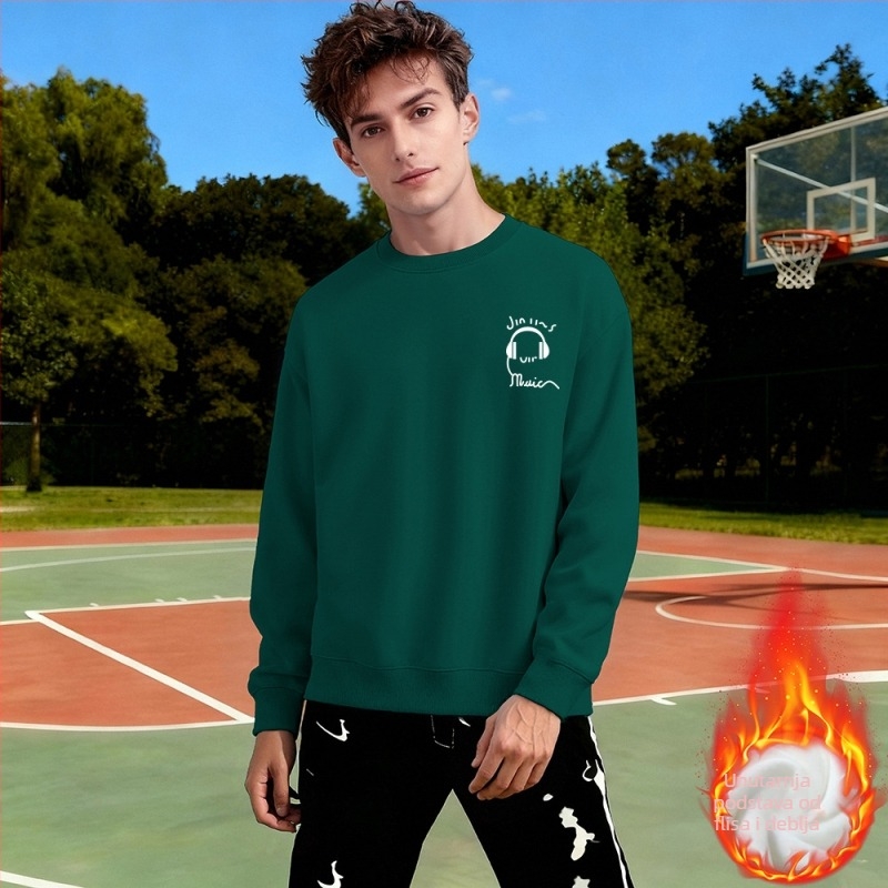 Duks bez kapulje s flis podstavom, slobodan kroj, dugi rukavi, pamuk