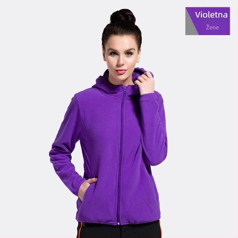 Youmu jakna od flisa s kapuljom, kardigan stil, otporna na vjetar, unisex