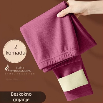 Damske grijane termo hlače s flisom, bez šavova, debeli poliester, toplo