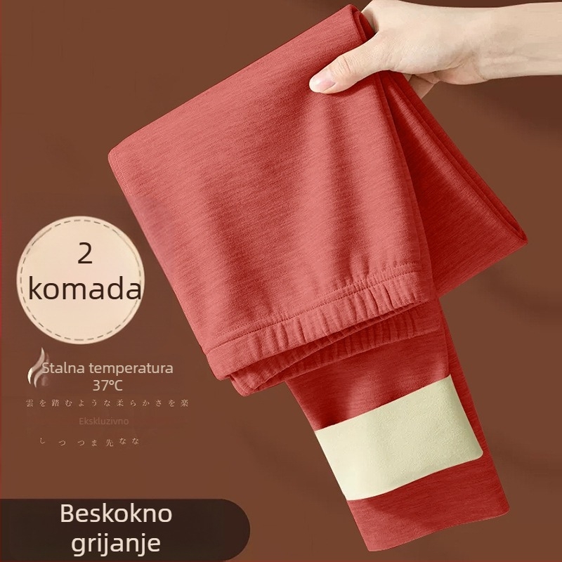 Damske grijane termo hlače s flisom, bez šavova, debeli poliester, toplo