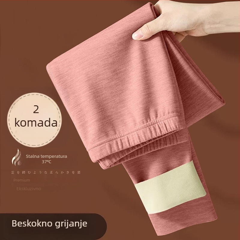 Damske grijane termo hlače s flisom, bez šavova, debeli poliester, toplo
