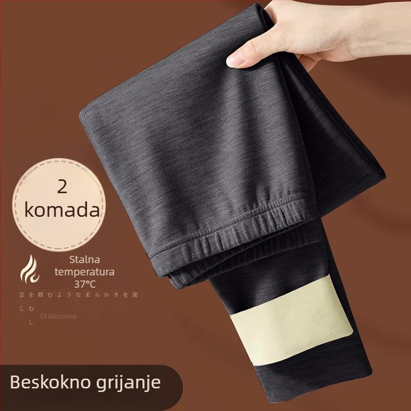 Damske grijane termo hlače s flisom, bez šavova, debeli poliester, toplo