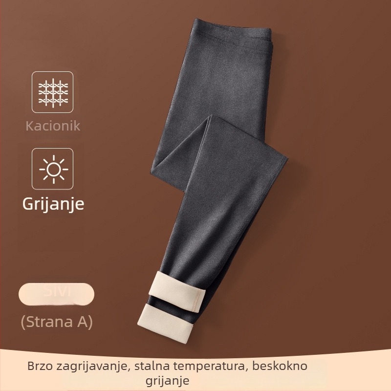 Damske grijane termo hlače s flisom, bez šavova, debeli poliester, toplo