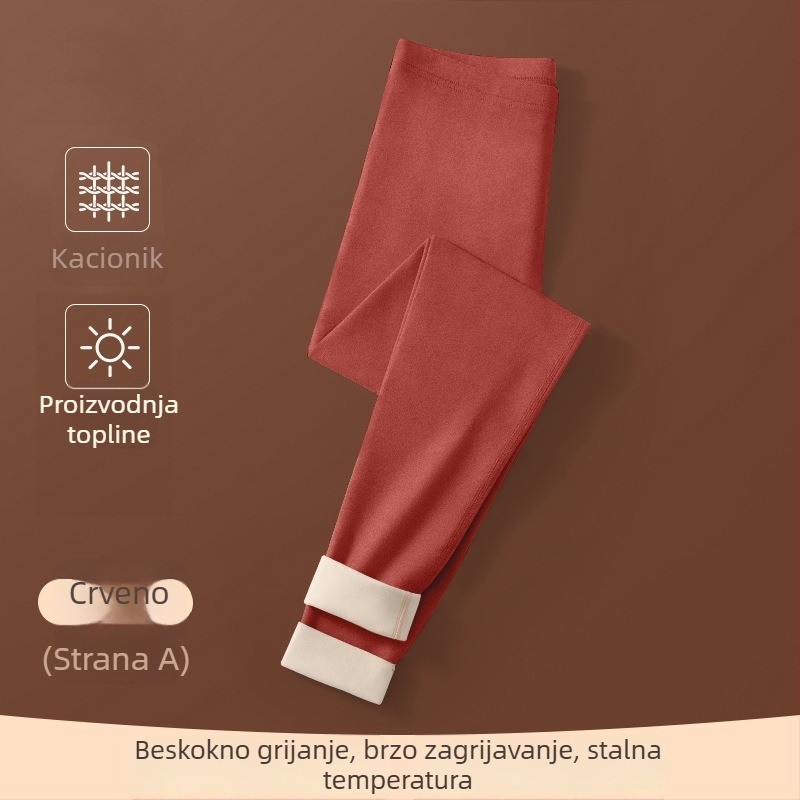 Damske grijane termo hlače s flisom, bez šavova, debeli poliester, toplo