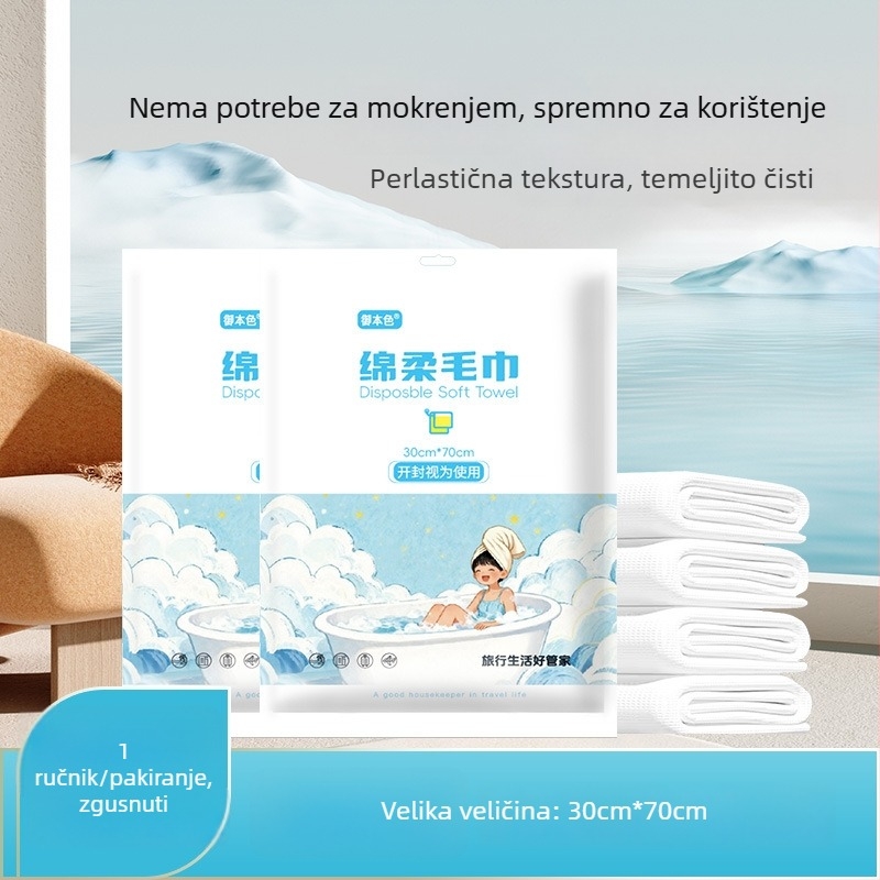 Jednokratni putnički hotelski set posteljine: plahta, navlaka za pokrivač, jastučnica – 4-djelni set; Materijal: netkano vlakno; Marka: Royal Color; Rok trajanja: 360 dana