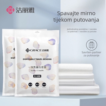 Jialiya jednokratni set posteljine i navlaka za pokrivač za hotele, SMS netkano platno, set od četiri ili tri dijela, zgusnuta putna navlaka za pokrivač, model JA2035