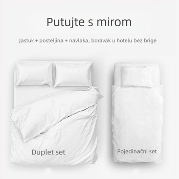 Jialiya jednokratni set posteljine i navlaka za pokrivač za hotele, SMS netkano platno, set od četiri ili tri dijela, zgusnuta putna navlaka za pokrivač, model JA2035