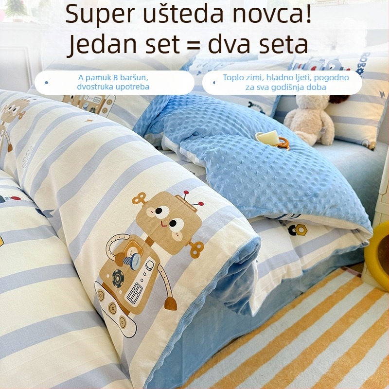 AB dvostruko navlaka za jorgan od 100% pamuka mliječni velur, s flekso podstavom za zimu, debela, 150x200 cm