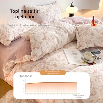 Četverodijelni set posteljine od mliječnog velura s 3D reljefom, debeli fleec oblog za toplu zimu