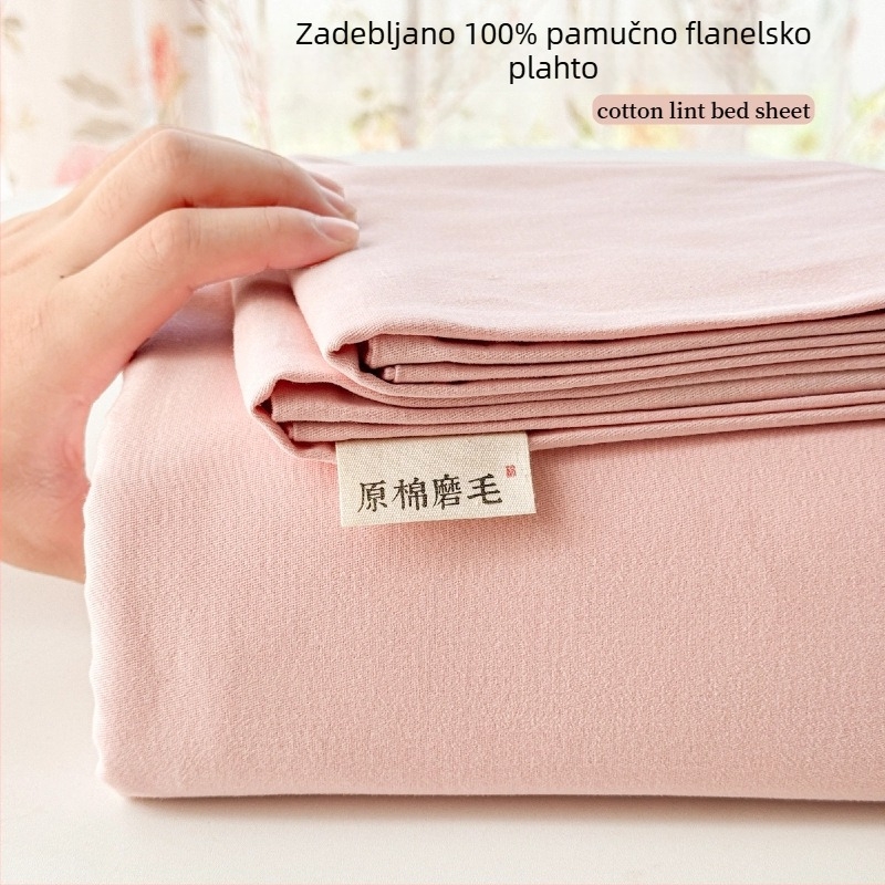 Nordičkog stila, 3-dijelni set posteljine od 100% pamuka, debeli brusirani materijal, jednobojna posteljina za studentske domove