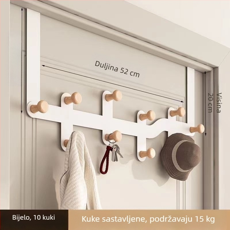 Željezni stalak za vrata s više redova, vješanje iza vrata, nosivost 10 kg, moderni minimalistički stil