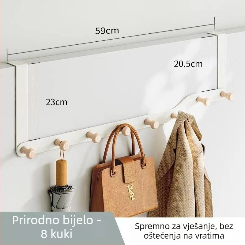 Željezni stalak za vrata s više redova, vješanje iza vrata, nosivost 10 kg, moderni minimalistički stil