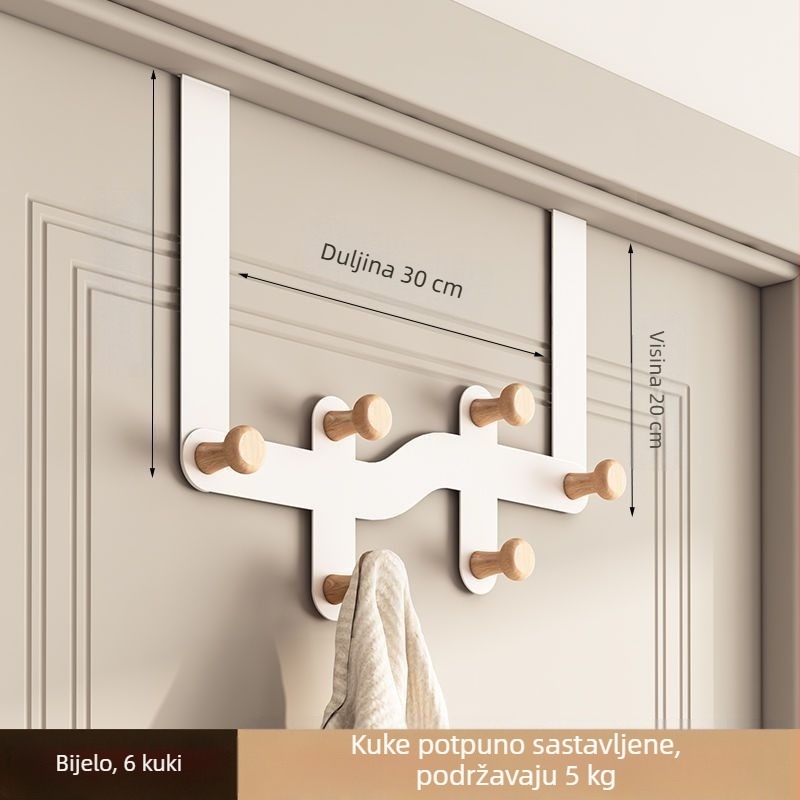 Željezni stalak za vrata s više redova, vješanje iza vrata, nosivost 10 kg, moderni minimalistički stil