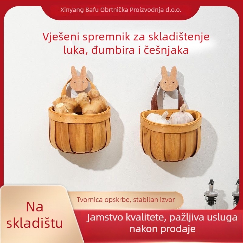 Drveni koš za kućnu pohranu kuhinje, pastoralni stil, model 7563, izdanje 2024