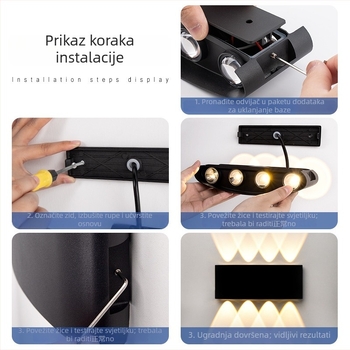 Zidna LED svjetiljka – aluminijska konstrukcija, 220V, IP65 vodootporna, za unutarnju i vanjsku upotrebu