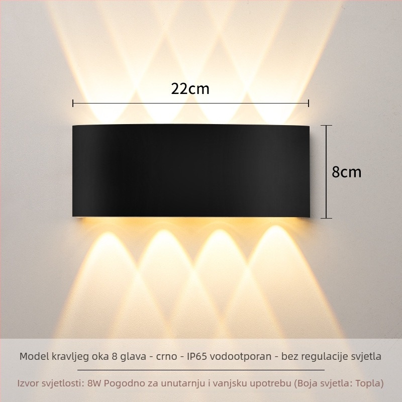 Zidna LED svjetiljka – aluminijska konstrukcija, 220V, IP65 vodootporna, za unutarnju i vanjsku upotrebu