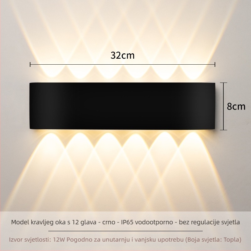 Zidna LED svjetiljka – aluminijska konstrukcija, 220V, IP65 vodootporna, za unutarnju i vanjsku upotrebu