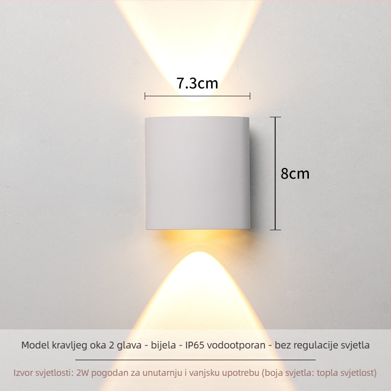 Zidna LED svjetiljka – aluminijska konstrukcija, 220V, IP65 vodootporna, za unutarnju i vanjsku upotrebu