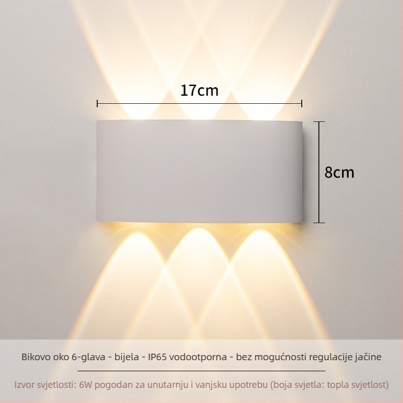 Zidna LED svjetiljka – aluminijska konstrukcija, 220V, IP65 vodootporna, za unutarnju i vanjsku upotrebu