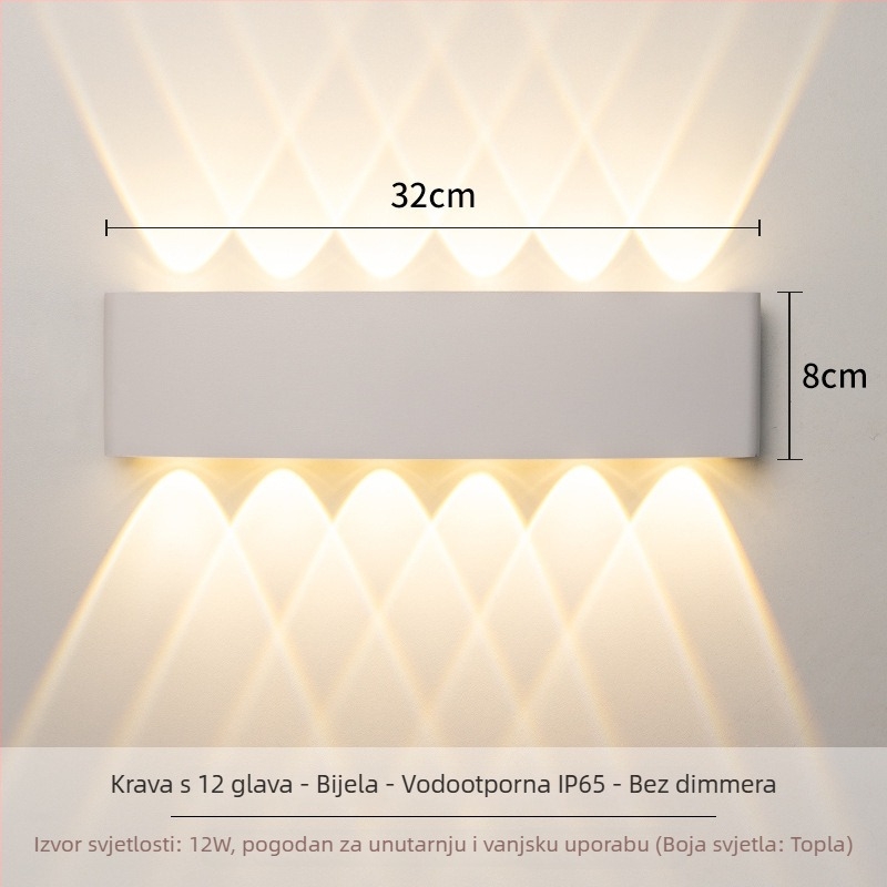Zidna LED svjetiljka – aluminijska konstrukcija, 220V, IP65 vodootporna, za unutarnju i vanjsku upotrebu