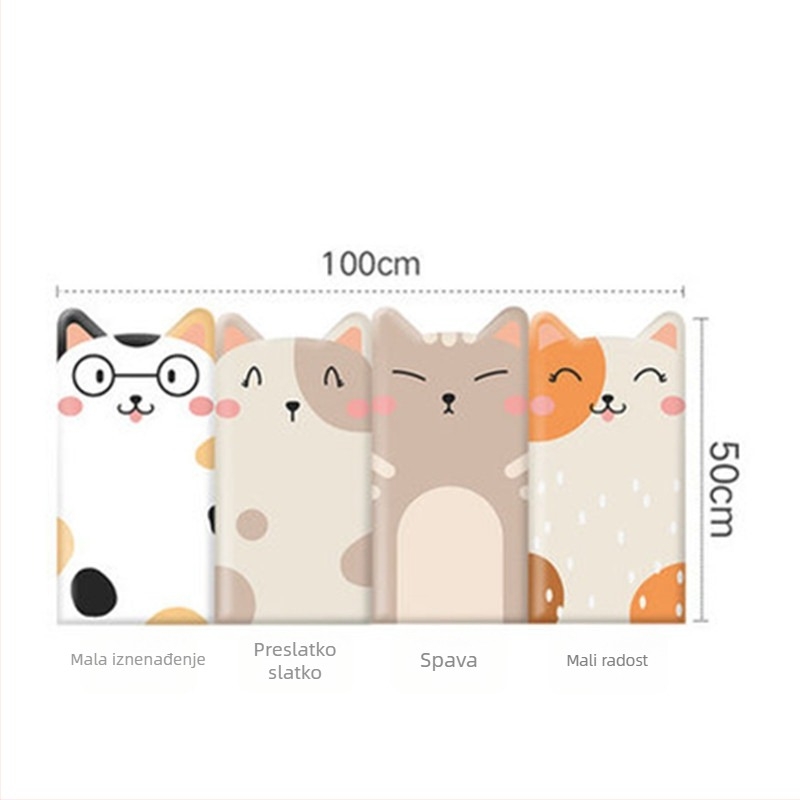 Dječja soba: zidni panel naslona za glavu kreveta s motivom životinja, samoljepljiv mek jastuk, protukoliziјska podloga; Materijal: PU koža + pjena; Stil: moderan minimalistički crtež; Uzorak: životinjski pejzaž (prilagodljiv); Prilagodba: Da; Pogodno za: 