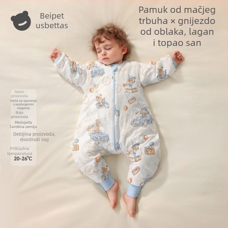 Beidasi Dječja spavaća vreća s podijeljenim nogama, 95% pamuka, antibakterijski, termoregulacijski, za sve sezone