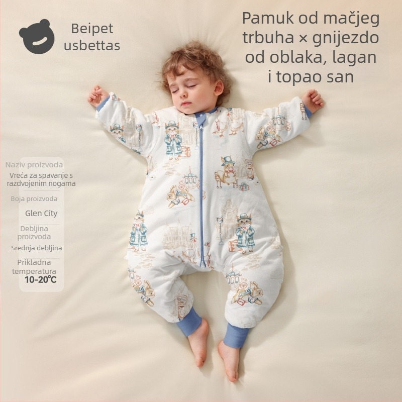 Beidasi Dječja spavaća vreća s podijeljenim nogama, 95% pamuka, antibakterijski, termoregulacijski, za sve sezone