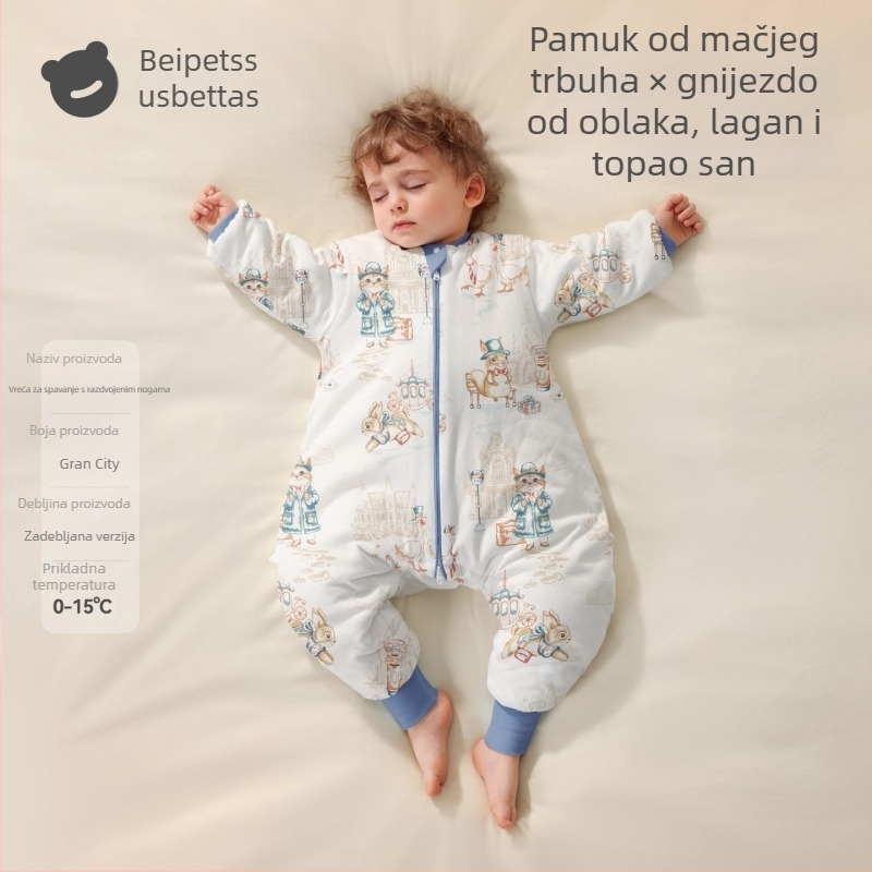 Beidasi Dječja spavaća vreća s podijeljenim nogama, 95% pamuka, antibakterijski, termoregulacijski, za sve sezone