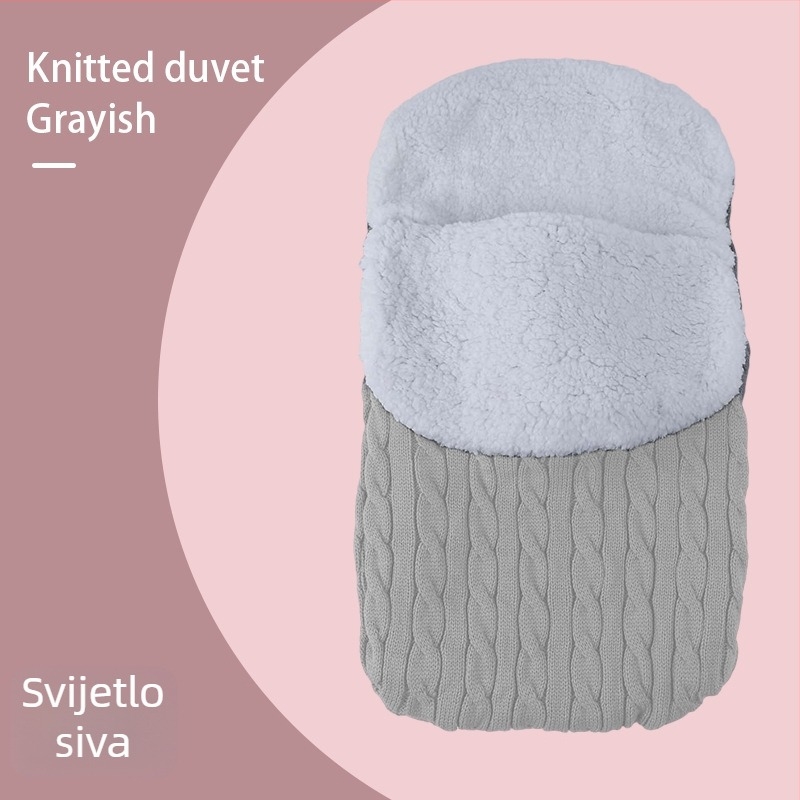 Trosezonska bebi vreća za spavanje za kolica, tkanina quilt: poliester-pamuk, podstava koralni velur, dizajn anti-kick