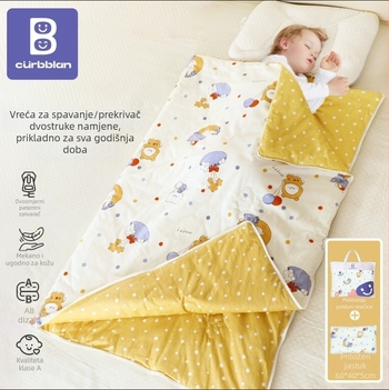 Dječji spavaći vreć Kabon Klasa A, proljeće–ljeto, quilt protiv kicka, debeli topli punjenje, strojno pranje