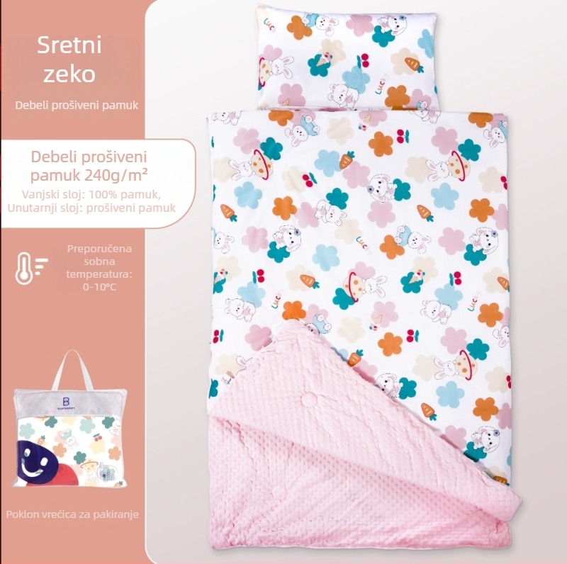Dječji spavaći vreć Kabon Klasa A, proljeće–ljeto, quilt protiv kicka, debeli topli punjenje, strojno pranje