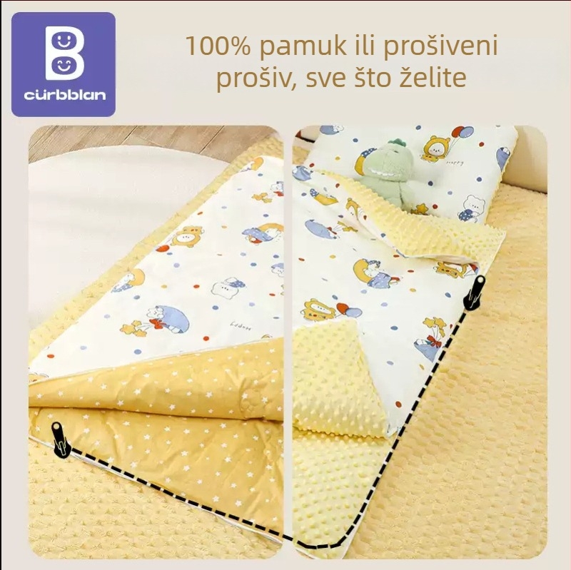 Dječji spavaći vreć Kabon Klasa A, proljeće–ljeto, quilt protiv kicka, debeli topli punjenje, strojno pranje