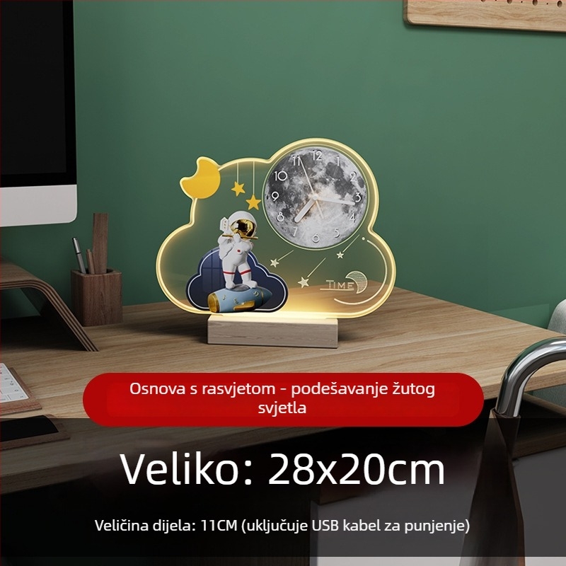 Stolni sat, moderan stil, akrilno kućište i brojčanik, baterijsko napajanje, pokret sekunde glatkim hodom, pogodan za dnevni boravak, spavaću sobu i ured