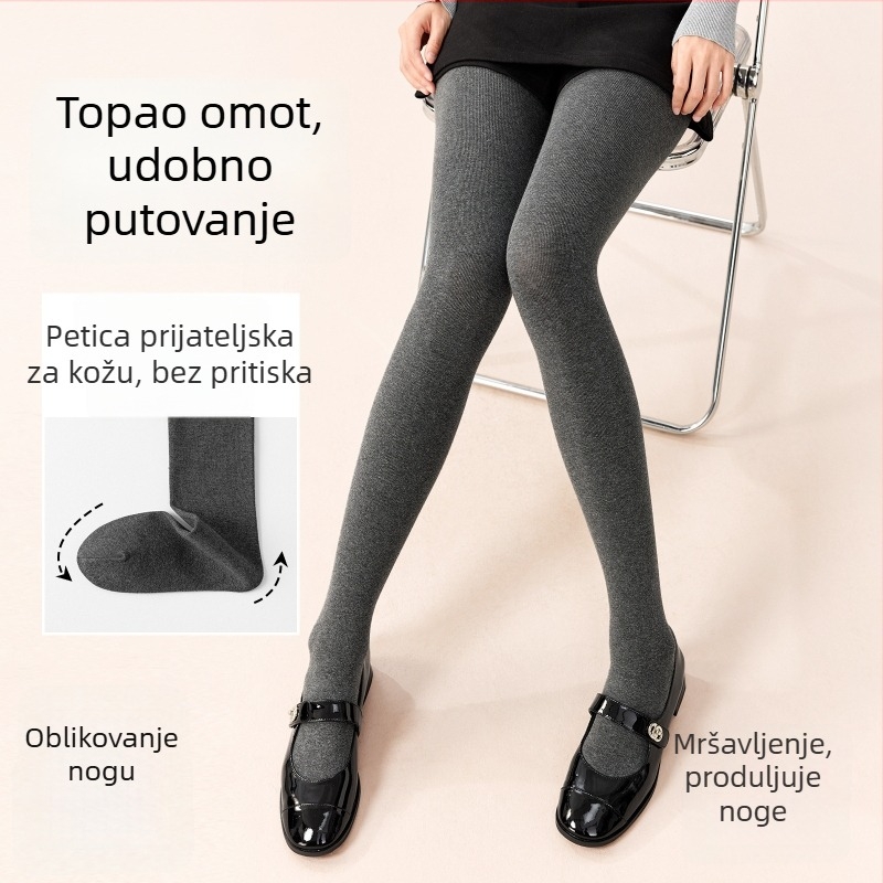 Ženske pamučne legice s flisom, debele, s stopalima, japanskog stila