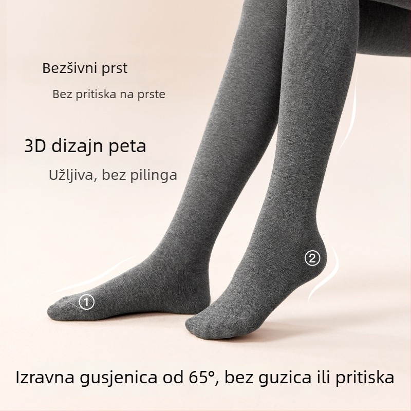 Ženske pamučne legice s flisom, debele, s stopalima, japanskog stila