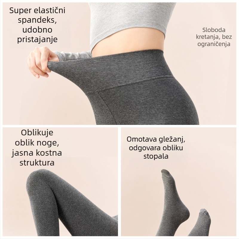 Ženske pamučne legice s flisom, debele, s stopalima, japanskog stila