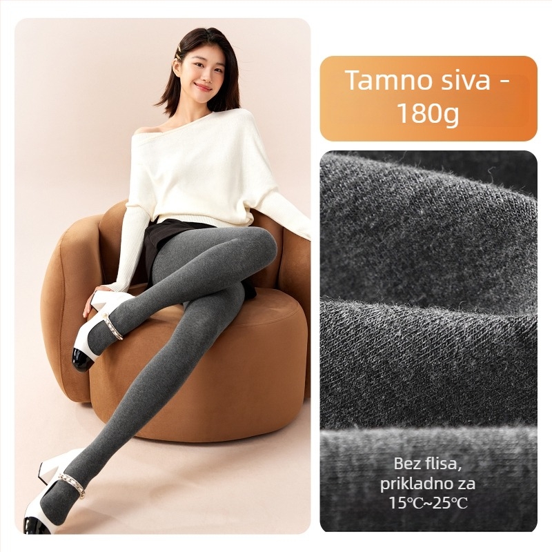 Ženske pamučne legice s flisom, debele, s stopalima, japanskog stila