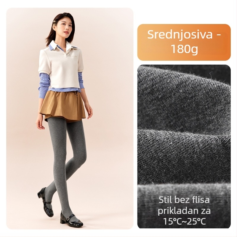 Ženske pamučne legice s flisom, debele, s stopalima, japanskog stila