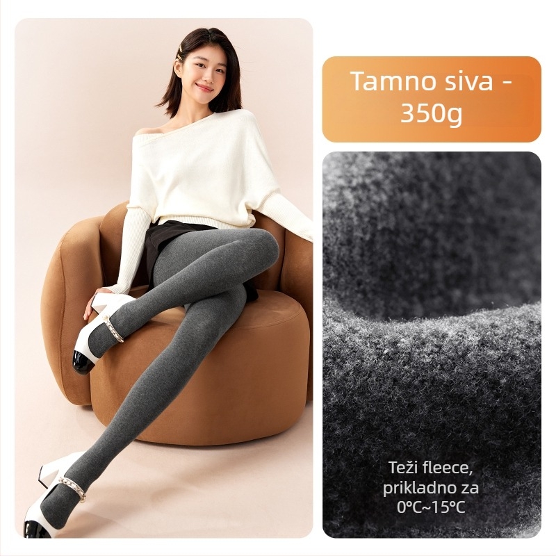 Ženske pamučne legice s flisom, debele, s stopalima, japanskog stila