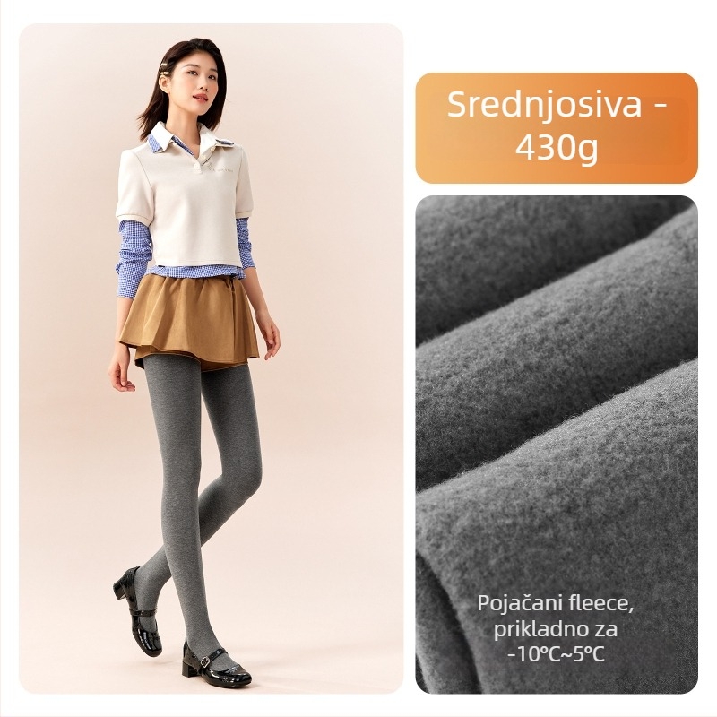 Ženske pamučne legice s flisom, debele, s stopalima, japanskog stila