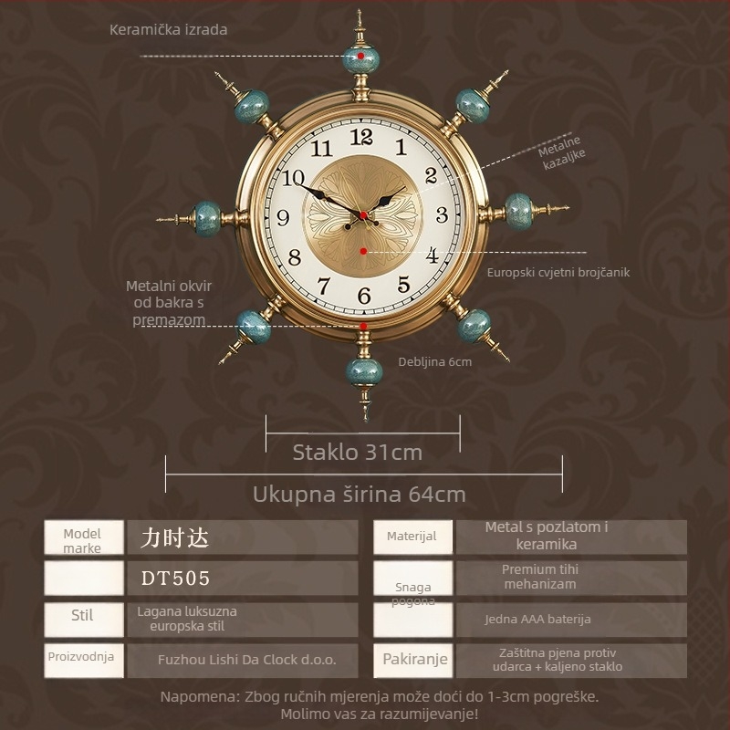 TD505 zidni sat s sweep-second mehanizmom, baterijsko napajanje