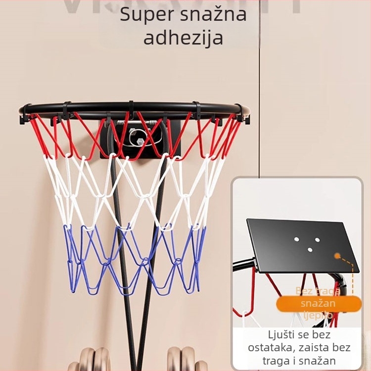 Unutarnji koš za košarku, zidni, bez bušenja, tih, sklopiv