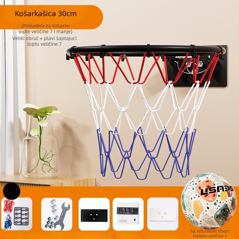 Unutarnji koš za košarku, zidni, bez bušenja, tih, sklopiv