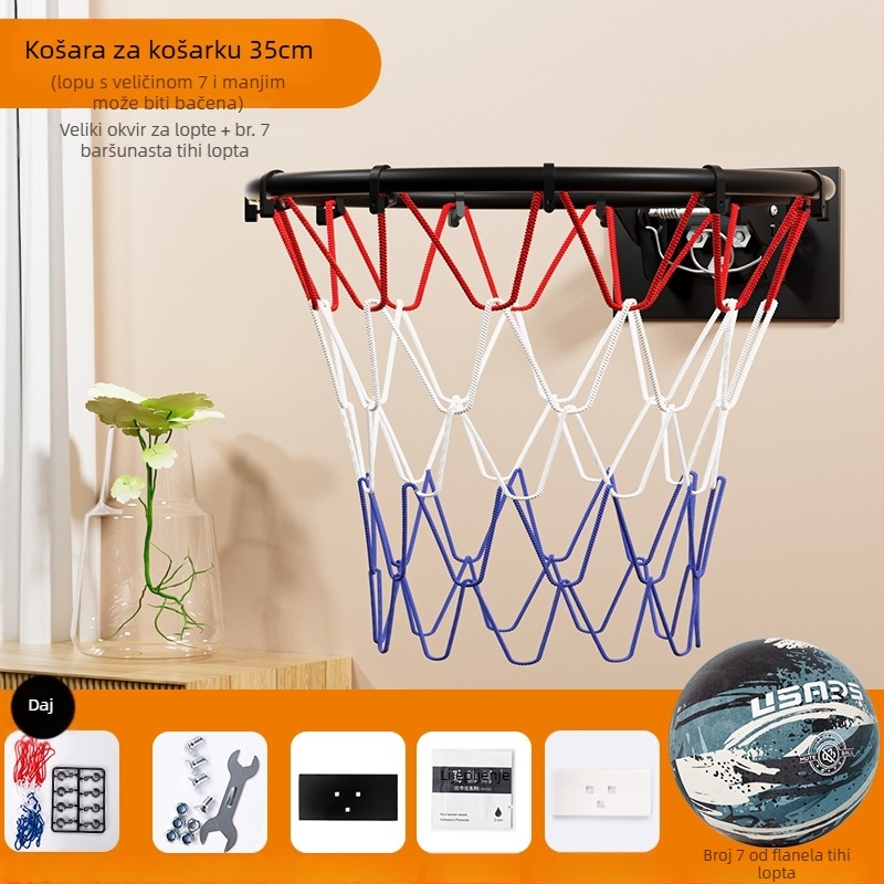 Unutarnji koš za košarku, zidni, bez bušenja, tih, sklopiv