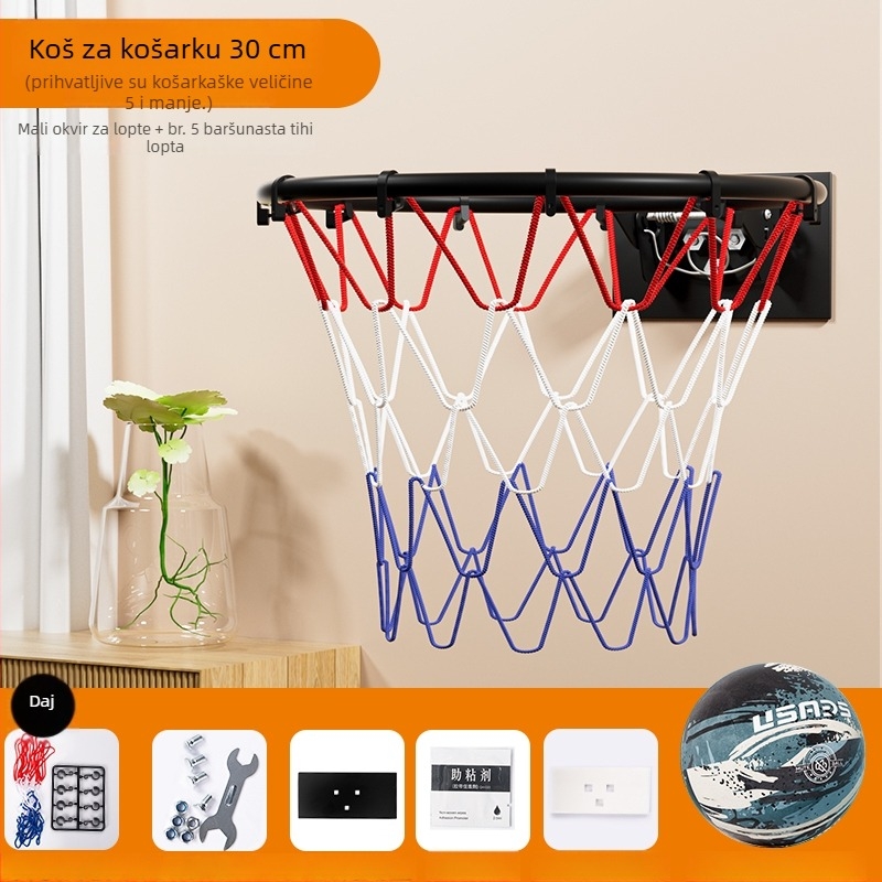 Unutarnji koš za košarku, zidni, bez bušenja, tih, sklopiv