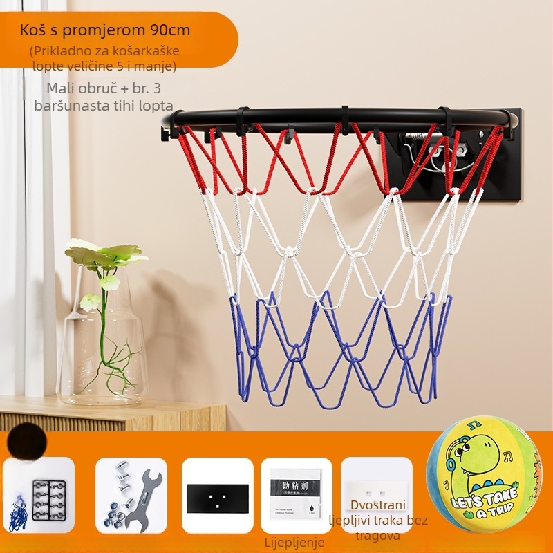 Unutarnji koš za košarku, zidni, bez bušenja, tih, sklopiv