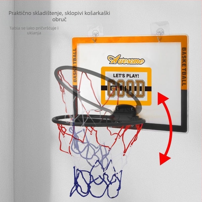 Viseći košarkaški okvir za unutarnju i vanjsku upotrebu – PVC materijal, montaža kukom, uključuje kuku, mrežu i vijke