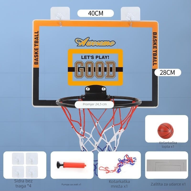 Viseći košarkaški okvir za unutarnju i vanjsku upotrebu – PVC materijal, montaža kukom, uključuje kuku, mrežu i vijke