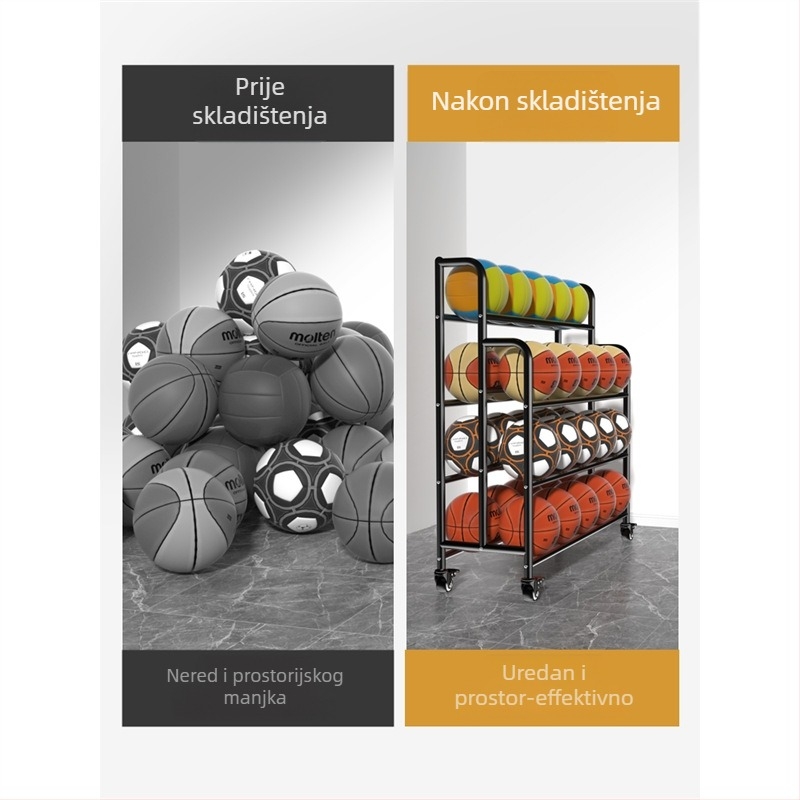 Mobilni kampus regali za pohranu lopti za košarku i odbojku, police za prikaz lopti, Marka: New appearance