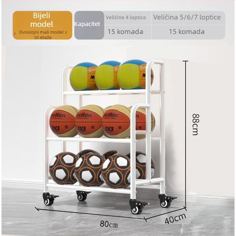 Mobilni kampus regali za pohranu lopti za košarku i odbojku, police za prikaz lopti, Marka: New appearance